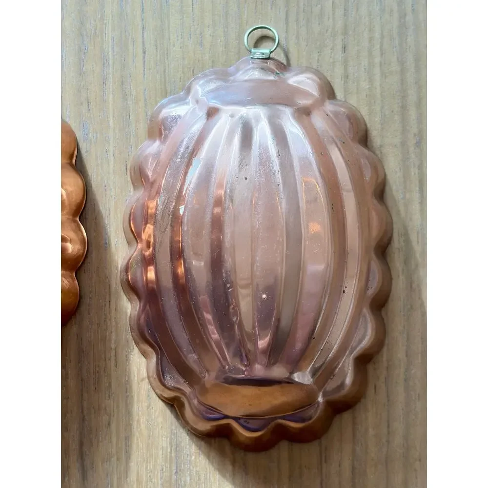 Vintage Copper Cake Tins Retro Mold Set Tagus Portugal Kitchen Mold Wall Decor